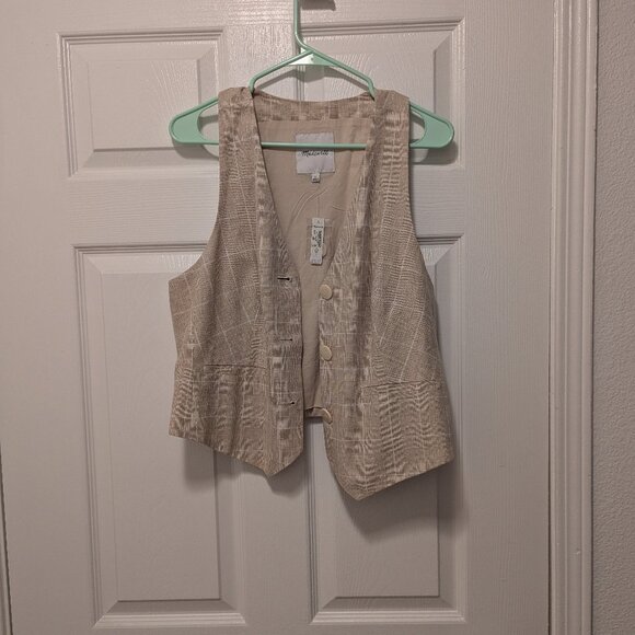 Madewell Linen Stripped  Button Up Vest - Picture 1 of 7